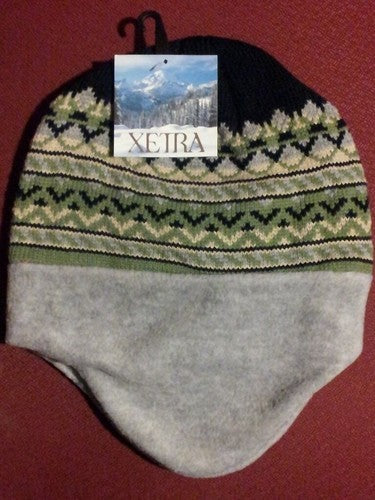 Liberty Mountain Ear Flap Hat Fleece Beanie Cap Black Green Gray image 0