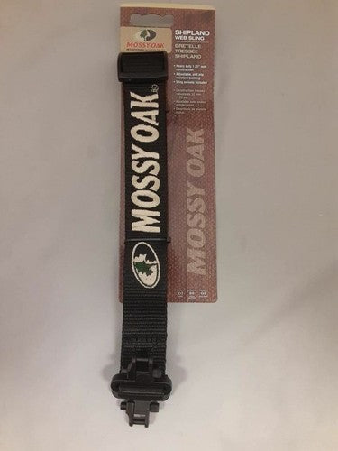 Mossy Oak Hunting Shipland Adjustable 1.25" Web Rifle Sling Black w/Swivels image 1