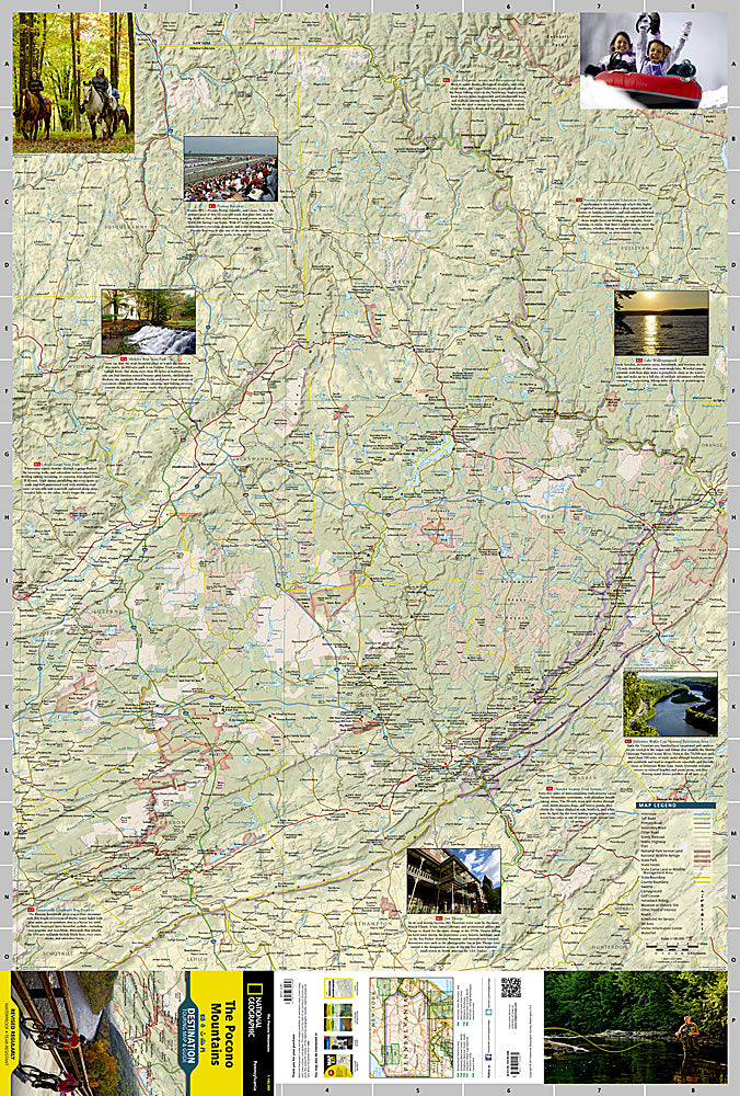 National Geographic The Pocono Mountains Destination Touring Map image 1