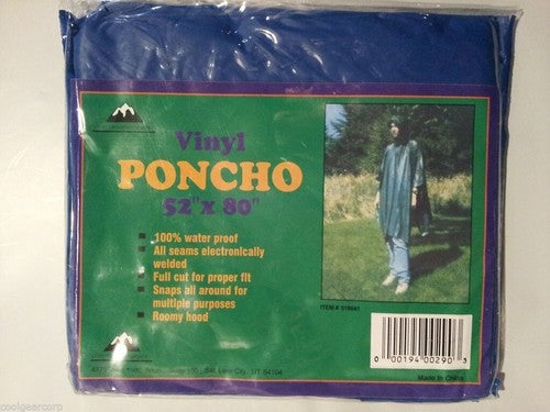Liberty Mountain Waterproof Vinyl Rain Poncho â€“ Blue 52" x 80" Survival Gear image 0