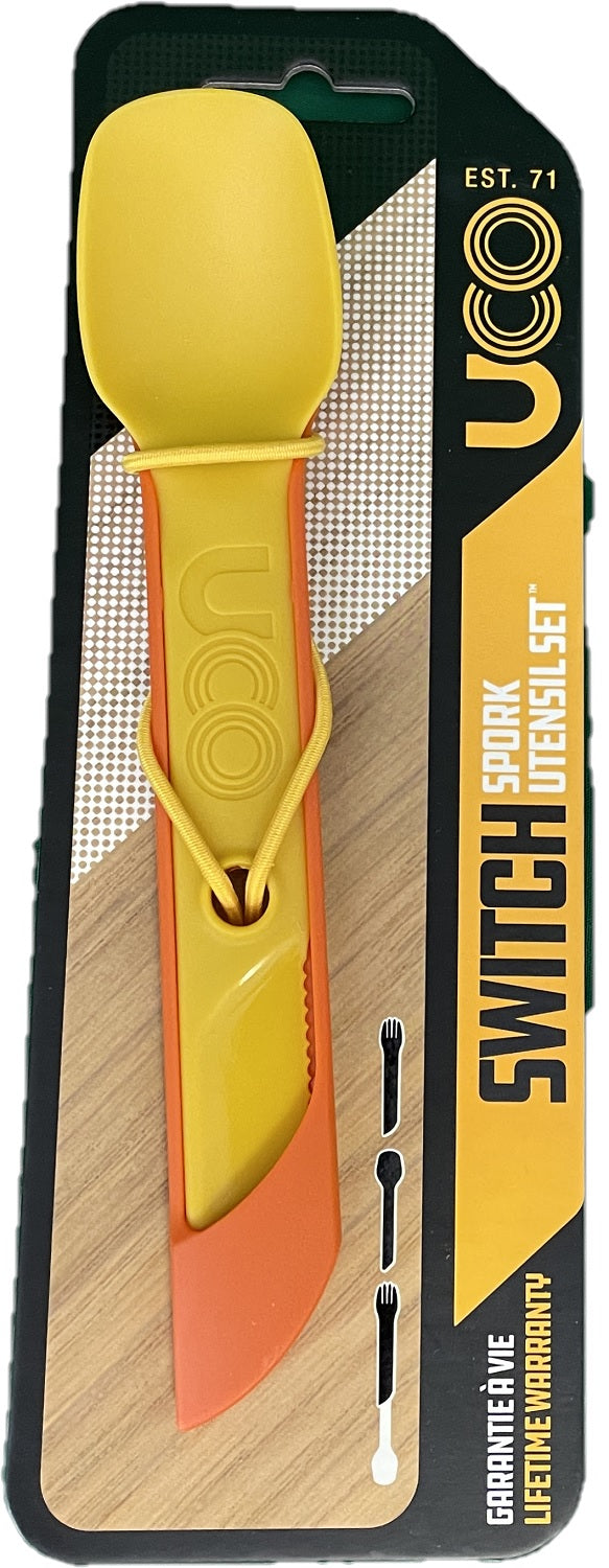 UCO Switch Spork 2-Piece Knife-Fork-Spoon Combo Utensil w/Tether - Retro Sunrise image 6