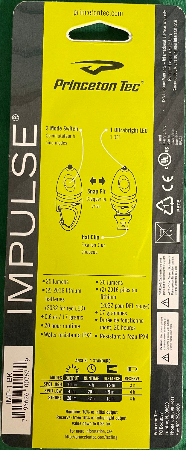 Princeton Tec Impulse Flashlight w/Clip Black IMP-1-BK image 2