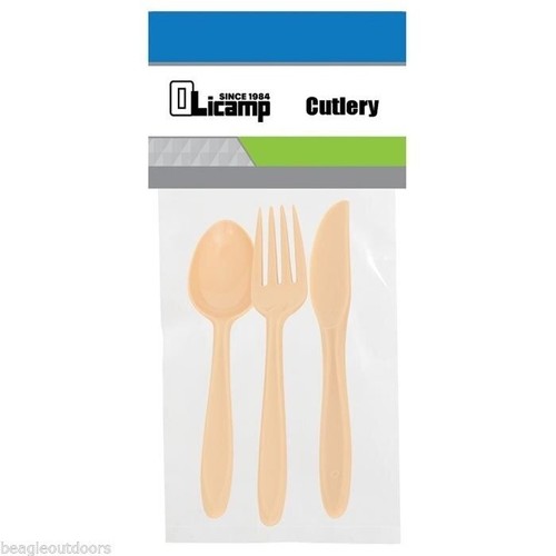 Olicamp Tan Cutlery Fork, Knife and Spoon 3-Piece Set image 0