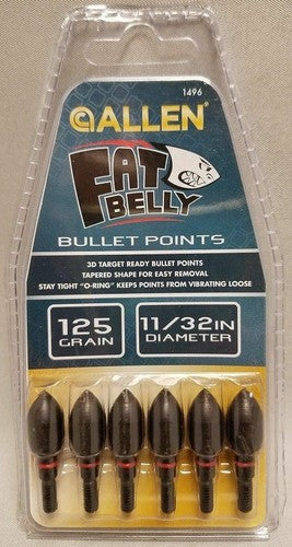 Allen Fat Belly Bullet Points 125 Grain 11/32" - 6 Pack Archery Tips image 2