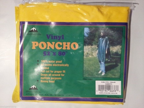 Liberty Mountain Waterproof Vinyl Rain Poncho Yellow 52" x 80" Survival image 0