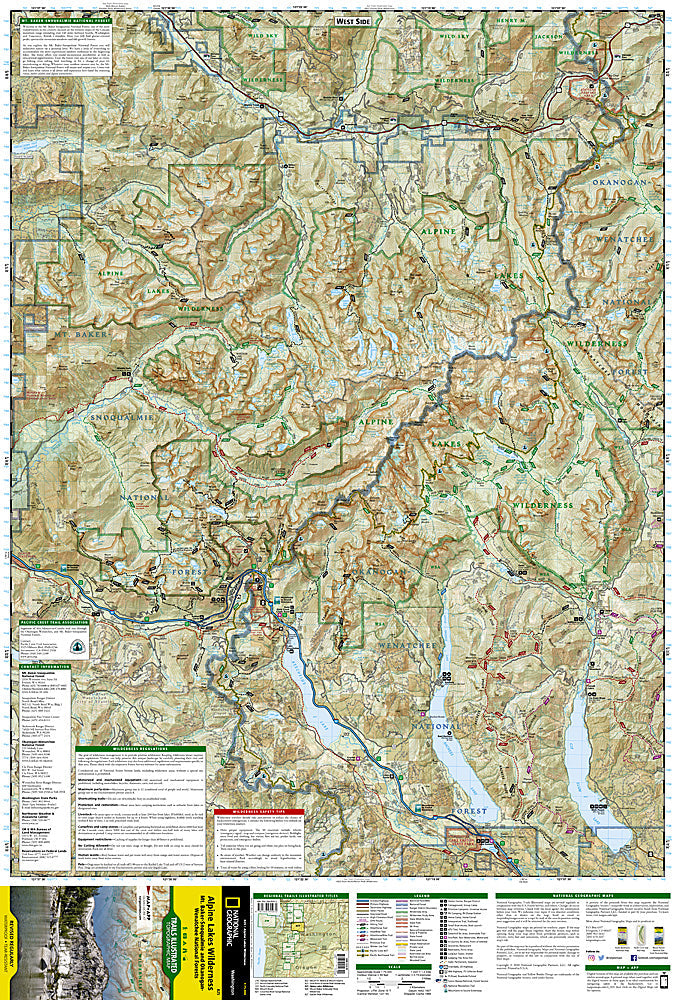 National Geographic Trails Illustrated WA Alpine Lakes Wilderness Area Map 825 image 1