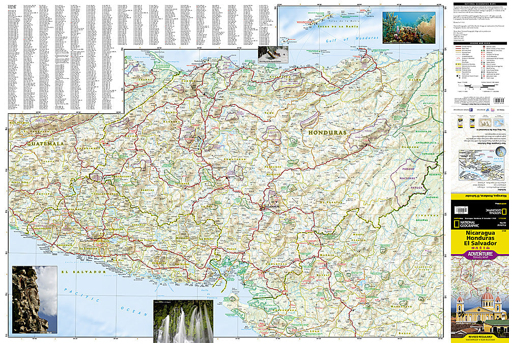 National Geographic Trails Illustrated Map â€“ Adventure Nicaragua Honduras El image 1