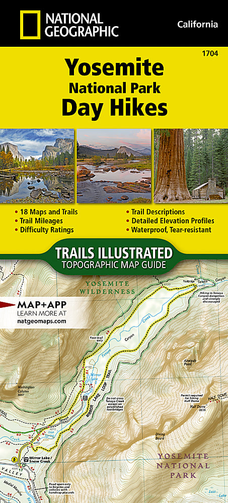 National Geographic TI Yosemite National Park Day Hikes Topographic Map Guide image 0