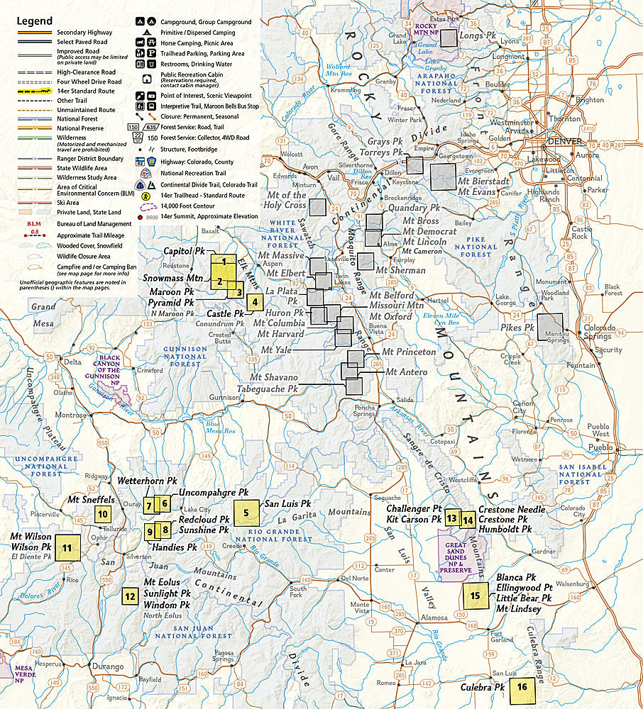 National Geographic TI Topo CO Colorado 14ers South Topographic Map Guide image 1