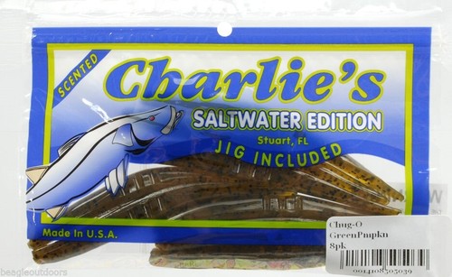 Charlie's Worms Chug-O Green / Pumpkin Fishing Charlies Worms 8-Pack 50503 image 0