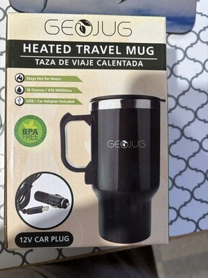 Brentwood GeoJug 12v Heated 16 oz Travel Mug Black w/Car Plug CMB-16B image 0