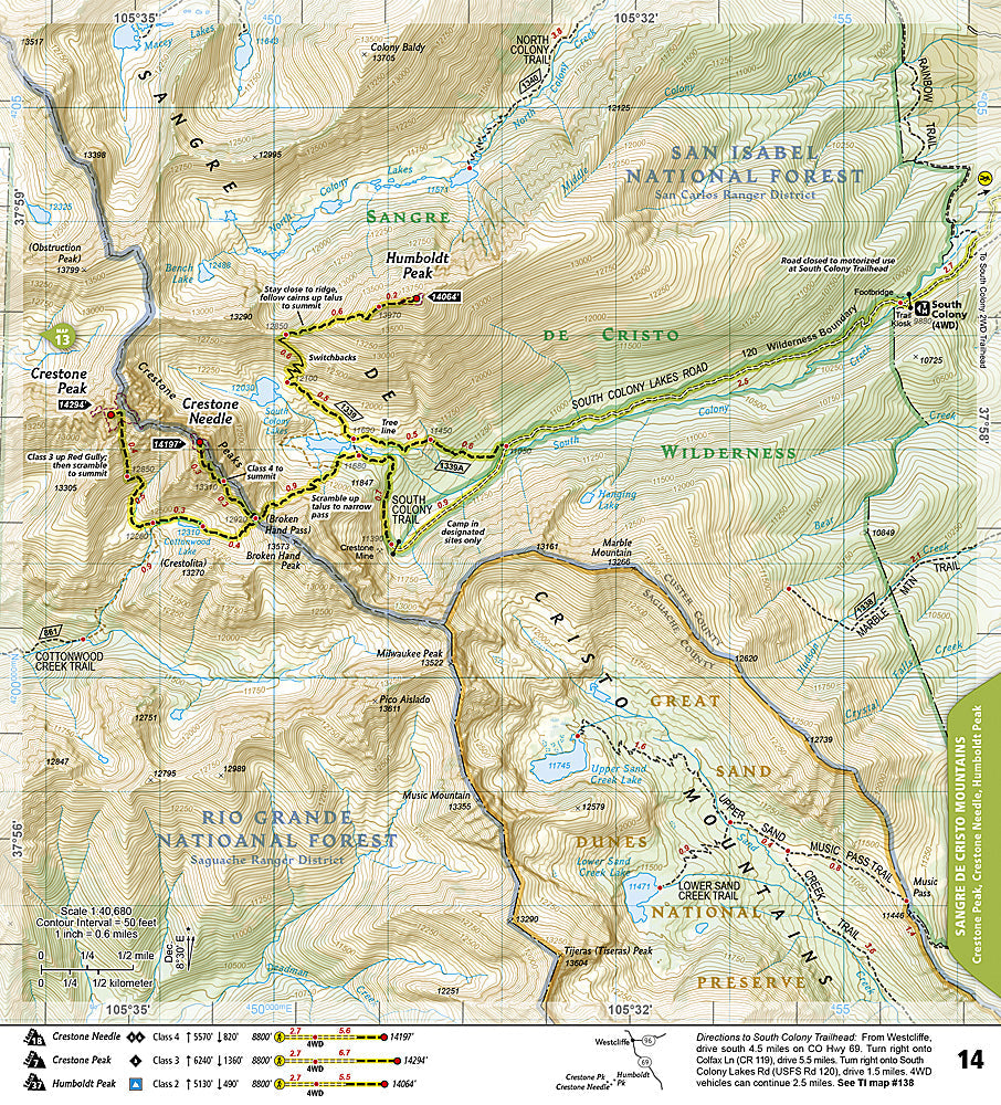 National Geographic TI Topo CO Colorado 14ers South Topographic Map Guide image 2