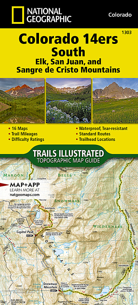 National Geographic TI Topo CO Colorado 14ers South Topographic Map Guide image 0