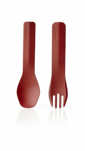 Humangear GoBites Duo Spoon/Fork Combo Utensil Red - Sturdy BPA-Free Nylon image 2