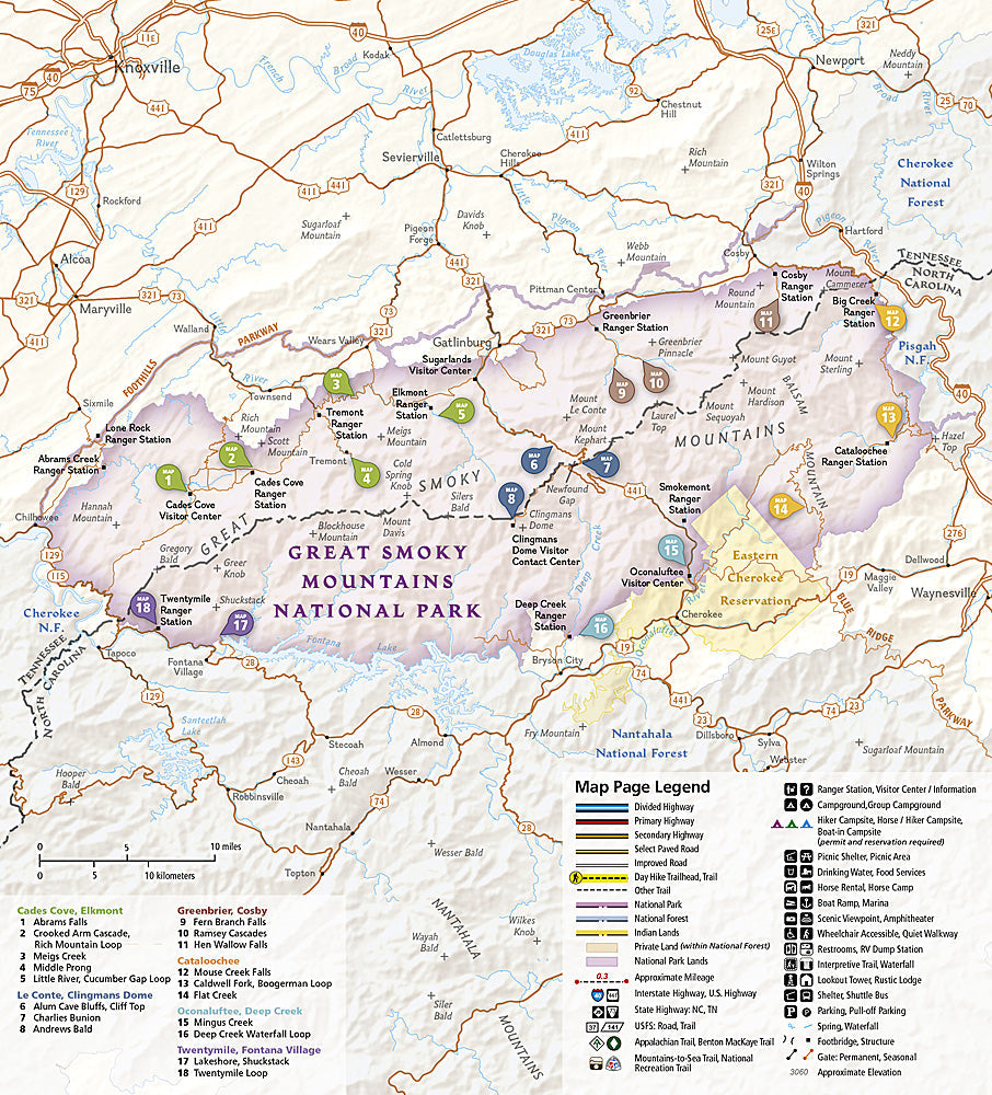 National Geographic TI Great Smoky Mountains NP Day Hikes Topographic Map Guide image 1