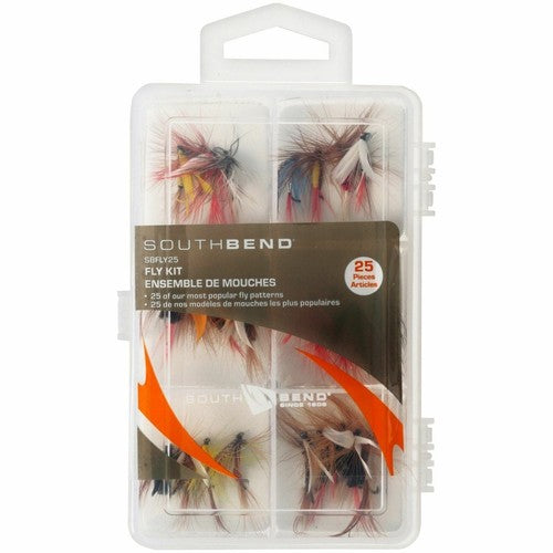 South Bend Fishing 25-Piece Fly Assortment w/Box - 25 Best Selling Flies SBFLY25 image 0