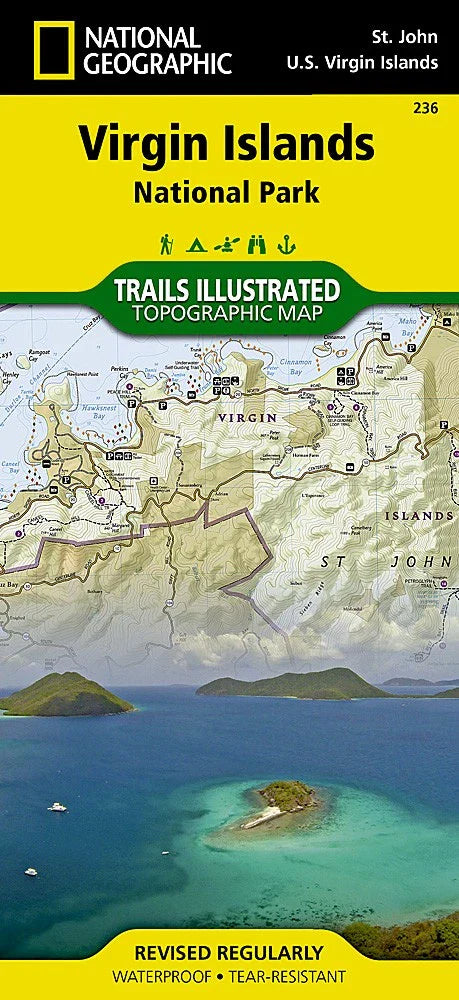 St John Virgin Islands USVI Waterproof Map Hiking Snorkeling Beach Trail #236
