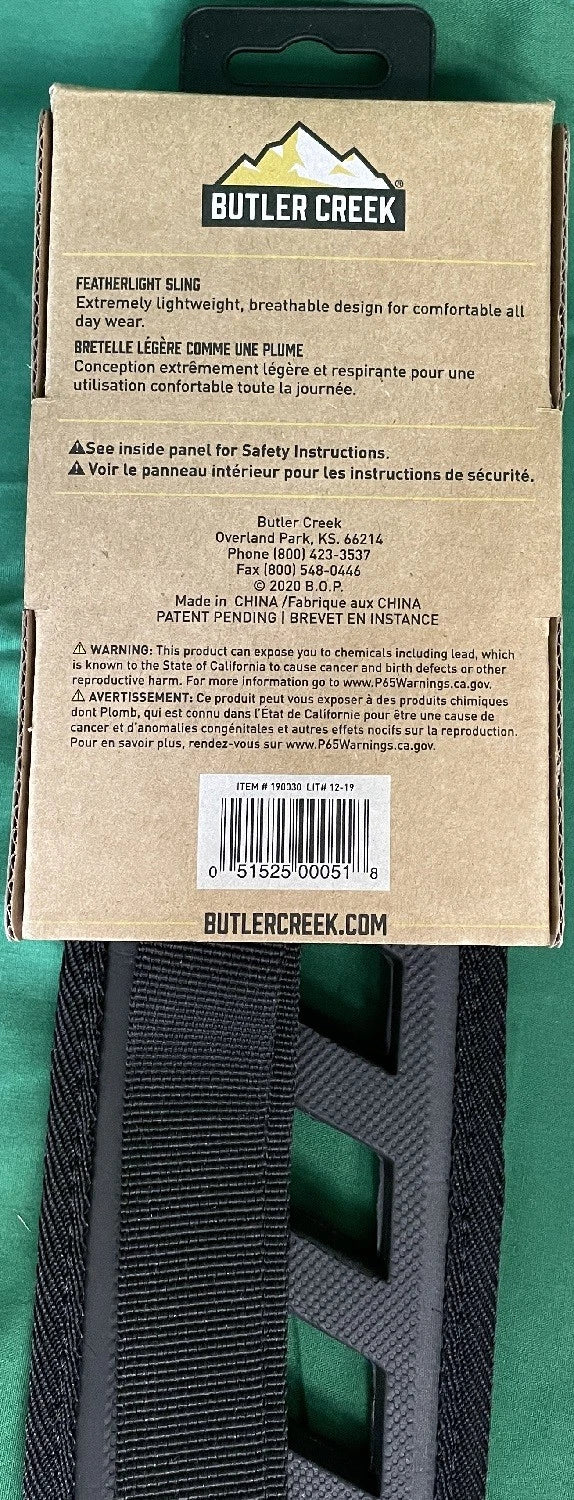 Butler Creek Featherlight Rifle Sling w/Swivels Black 190030